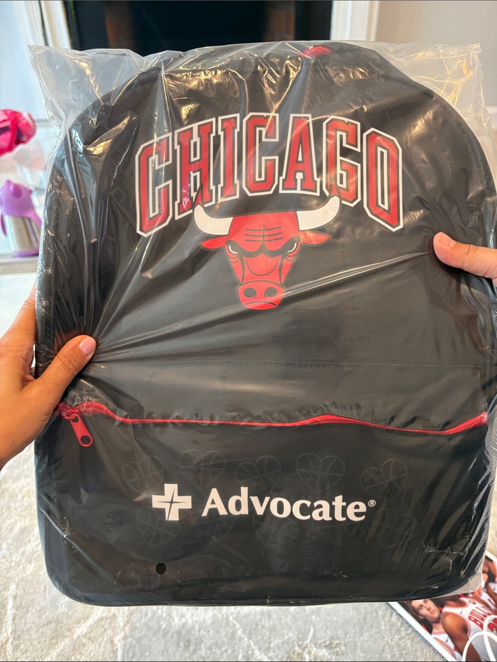 Chicago Bulls Kids Black & Red Backpack by
